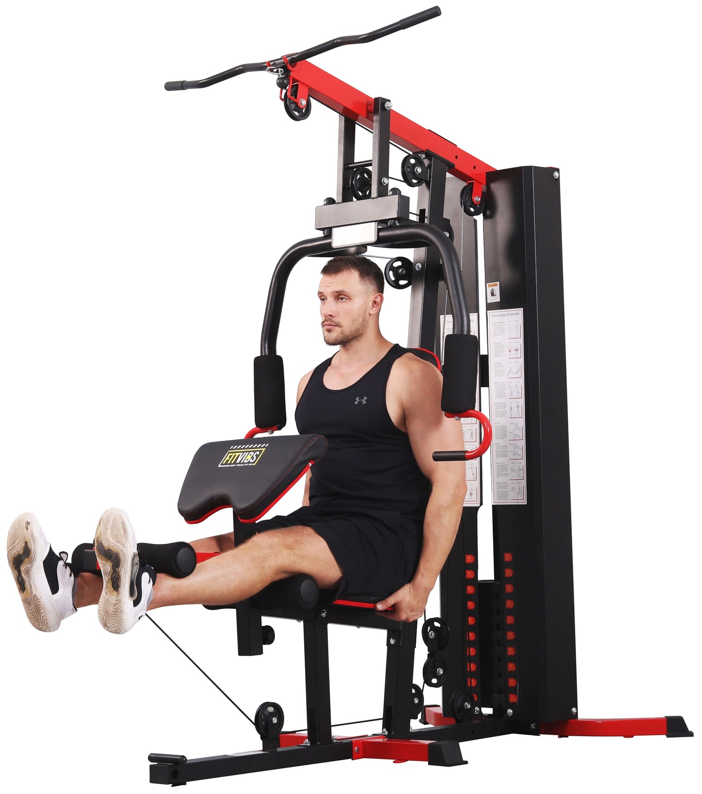 LX760 Multifunctional Full Home Gym System Workout Station with 122.5 Lbs Weight Stack, One Station with Leg Training Pedal, Comes with Installation Instruction Video, Ships in 5 Boxes