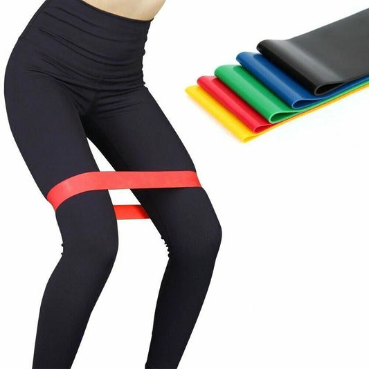 Set of 5 Resistance Bands Loops Exercise Pilates Rubber