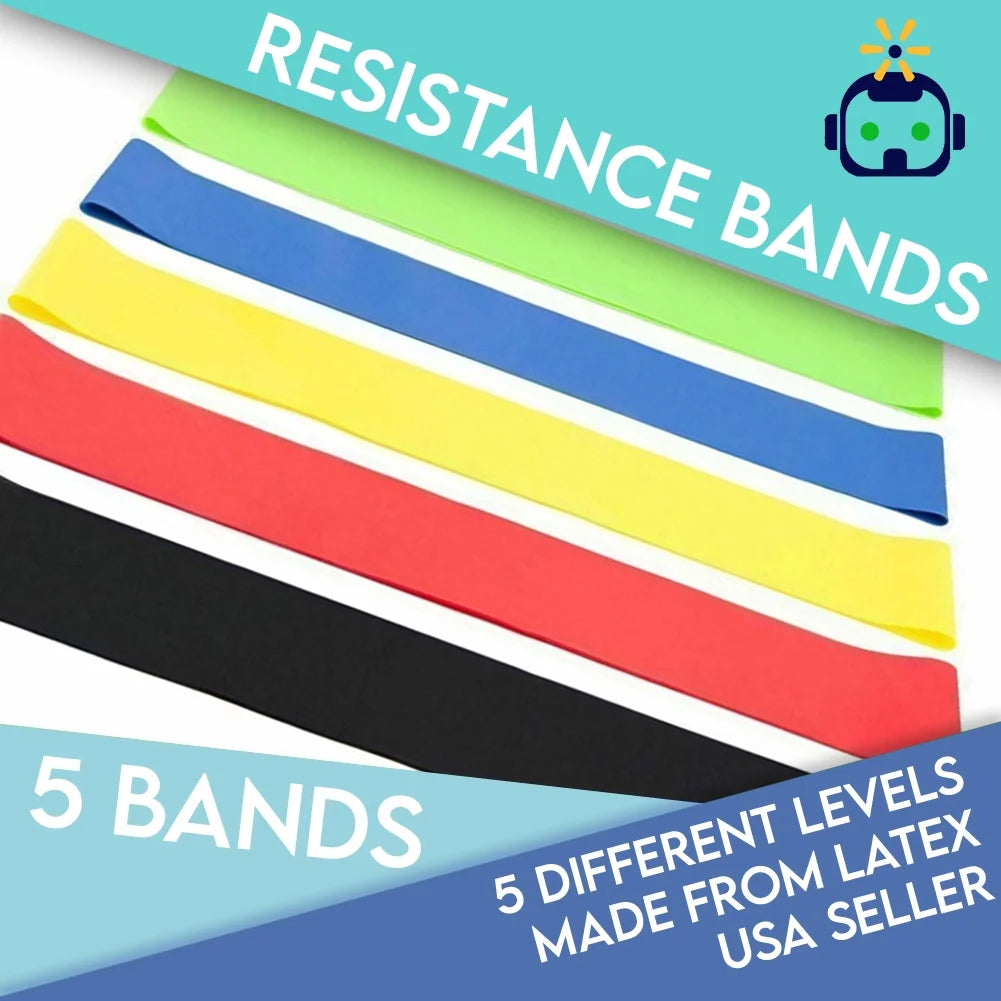 Set of 5 Resistance Bands Loops Exercise Pilates Rubber