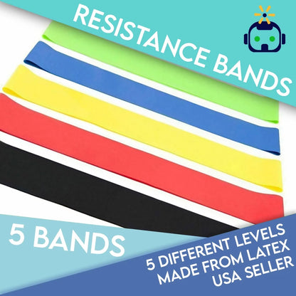 Set of 5 Resistance Bands Loops Exercise Pilates Rubber